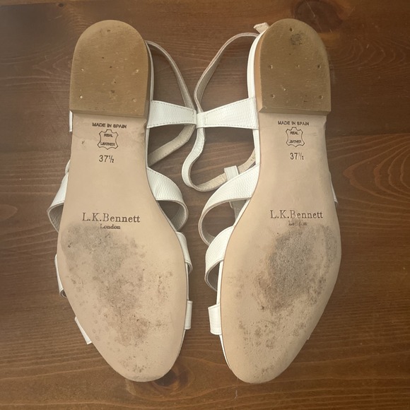 LK Bennett London Women Naomi White Leather Strap Sandals Shoes (US 7, UK 37.5) - Picture 4 of 5